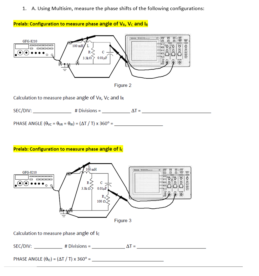 Solved 1. A. Using Multisim, measure the phase shifts of the