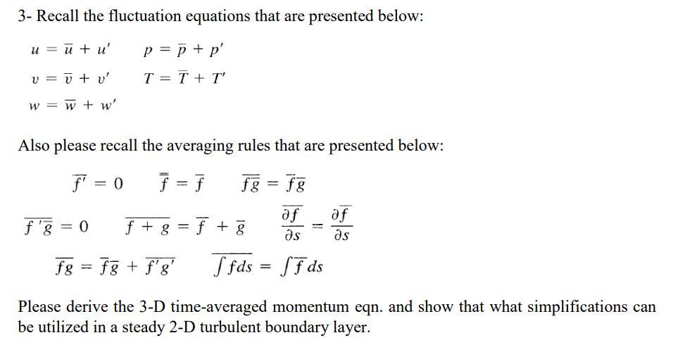 Solved 3- Recall the fluctuation equations that are | Chegg.com