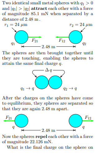 Solved Two Identical Small Metal Spheres With Q1>0 And | Chegg.com