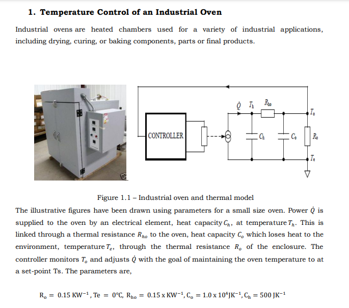 Solved 1. Temperature Control Of An Industrial Oven | Chegg.com