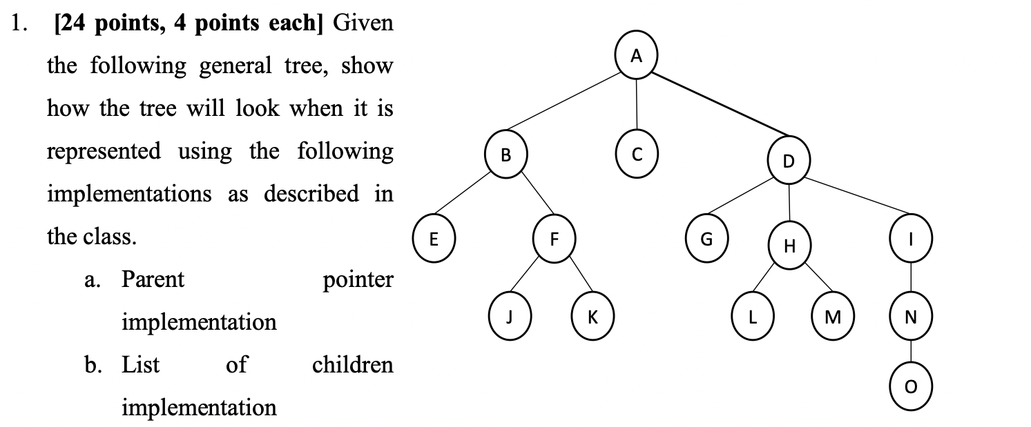 Solved [24 points, 4 points each] Given the following | Chegg.com