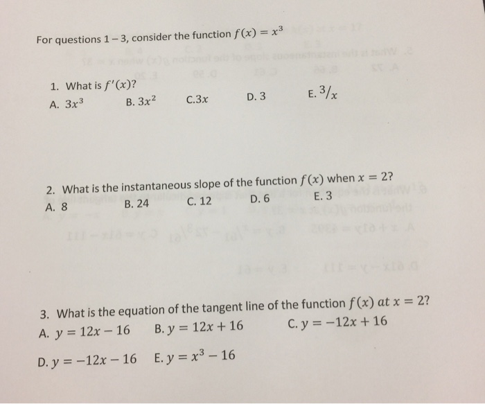 Solved For questions 1-3, consider the function f(x)x3 1. | Chegg.com