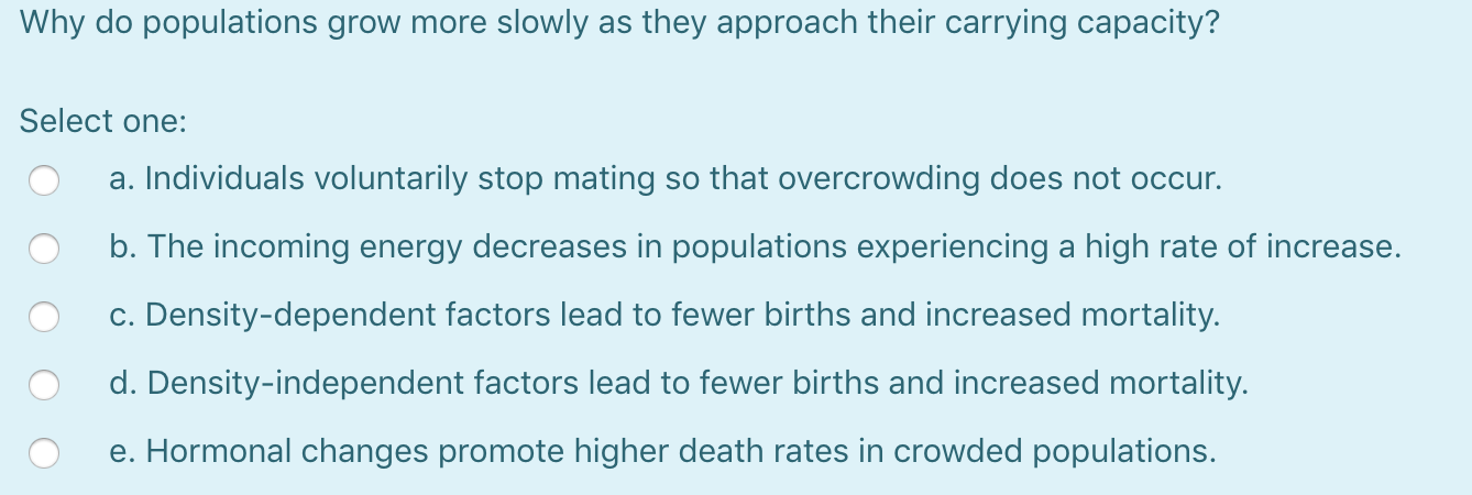 Solved Why do populations grow more slowly as they approach | Chegg.com