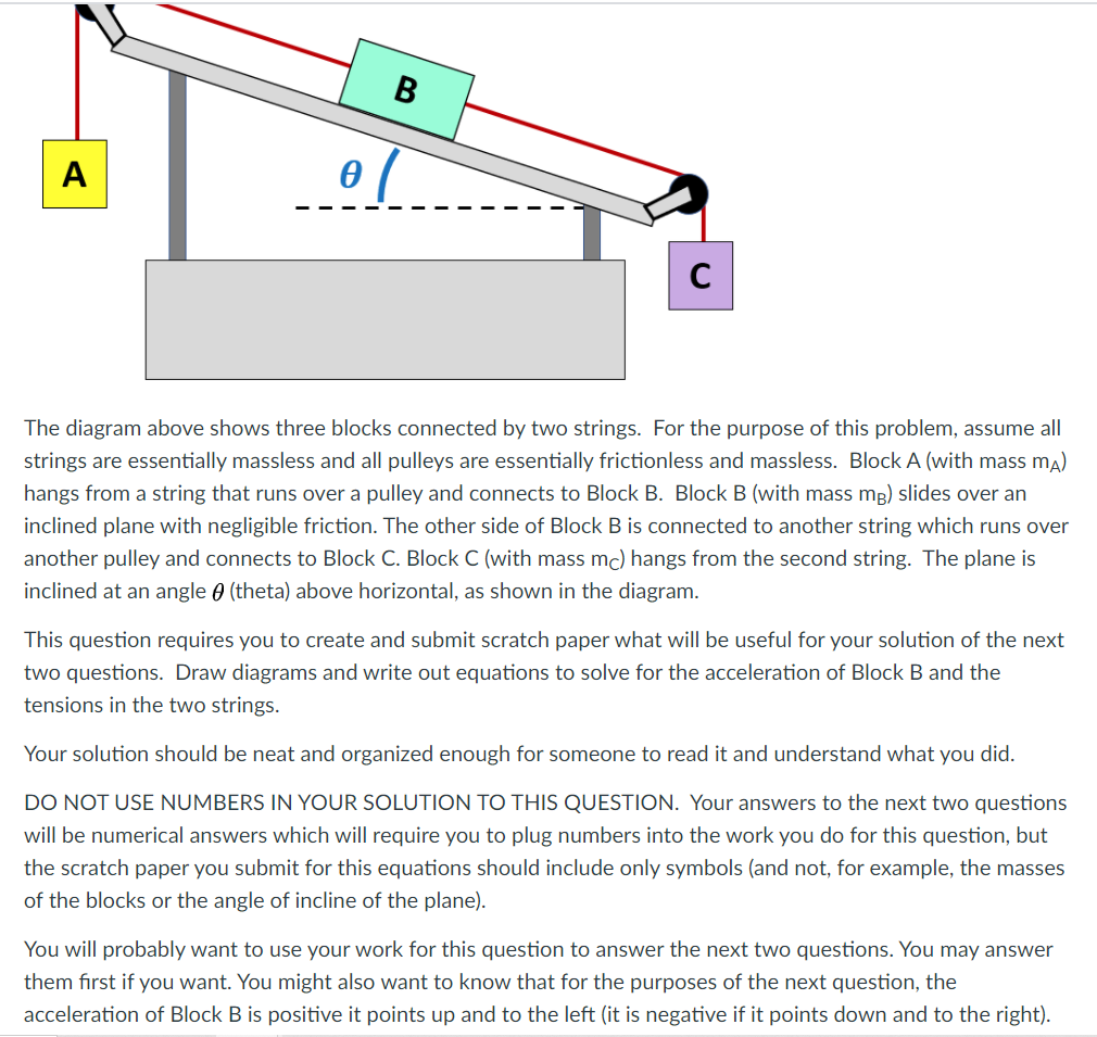 Solved B A e C The diagram above shows three blocks | Chegg.com