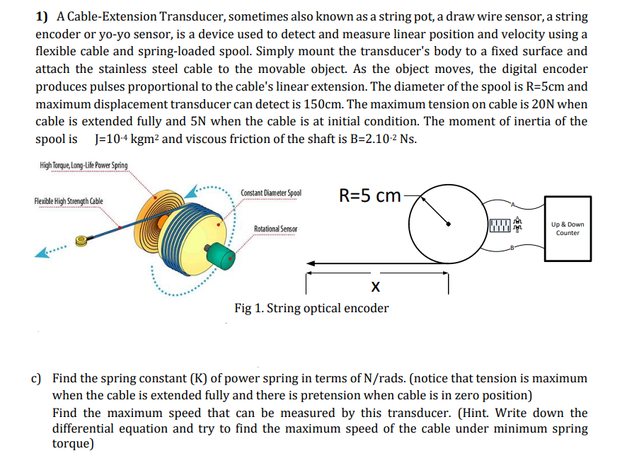 Solved 1) A Cable-Extension Transducer, sometimes also known | Chegg.com