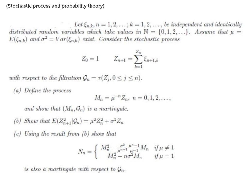 (Stochastic process and probability theory) Let Enk, | Chegg.com