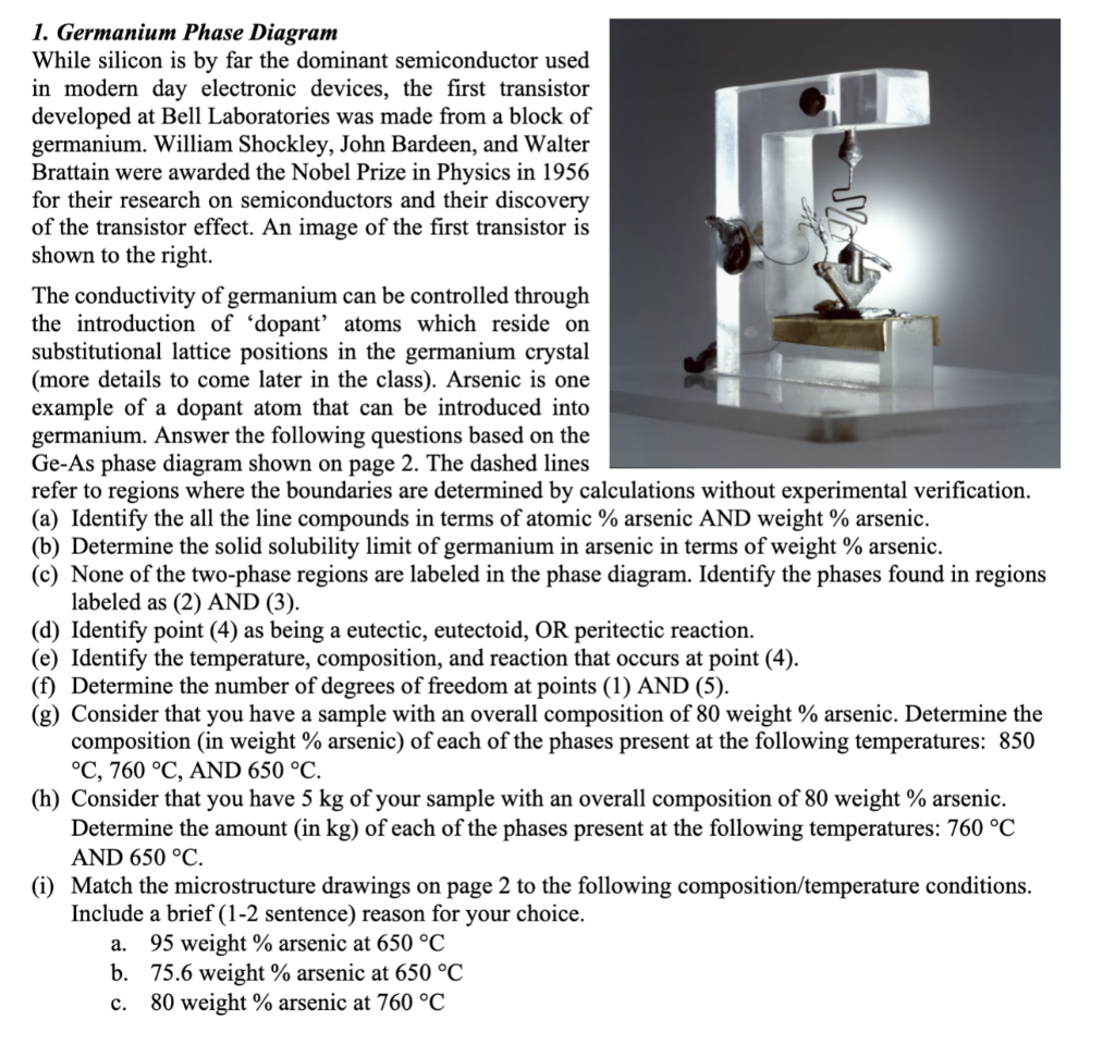 Solved 1. Germanium Phase Diagram While silicon is by far | Chegg.com