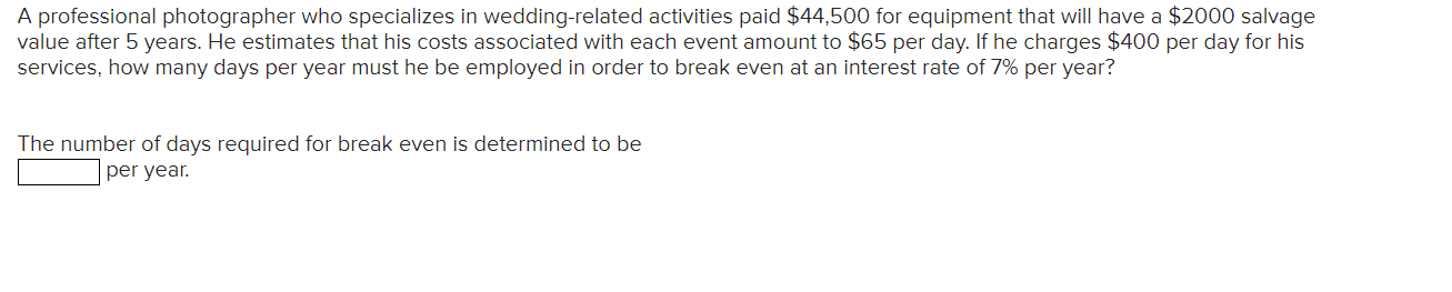 Solved A professional photographer who specializes in | Chegg.com