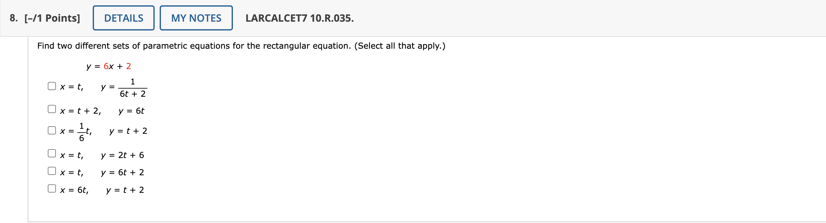 Solved Find two different sets of parametric equations for | Chegg.com
