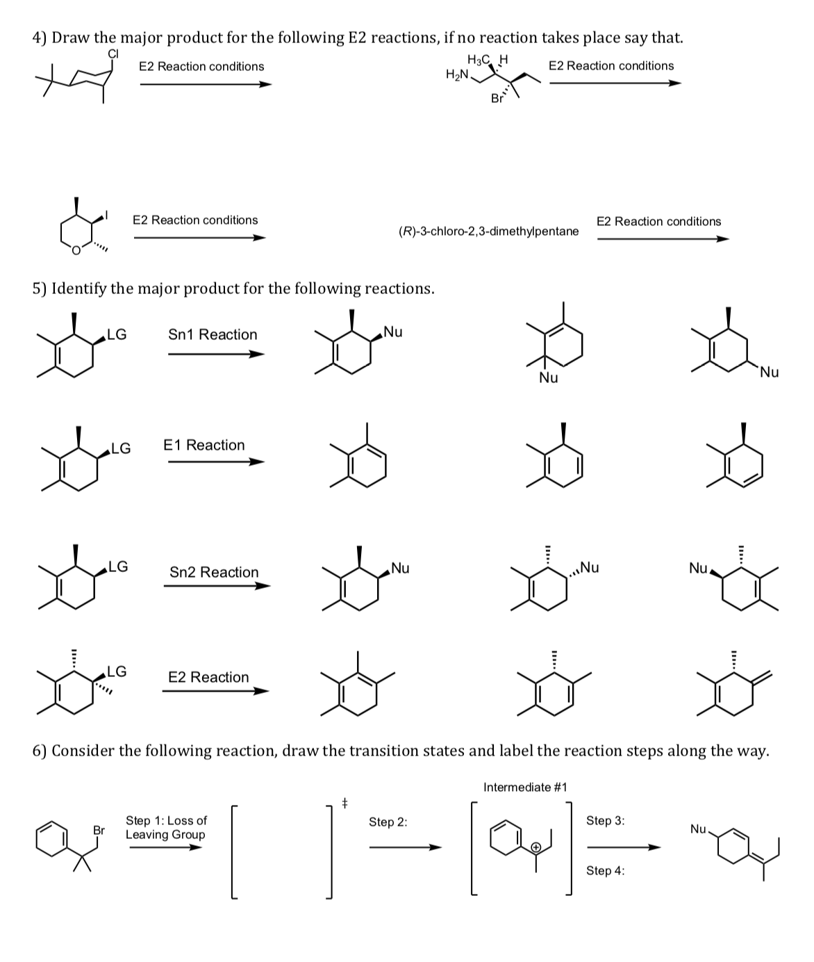 E2 Reaction conditions E2 Reaction conditions 5) | Chegg.com
