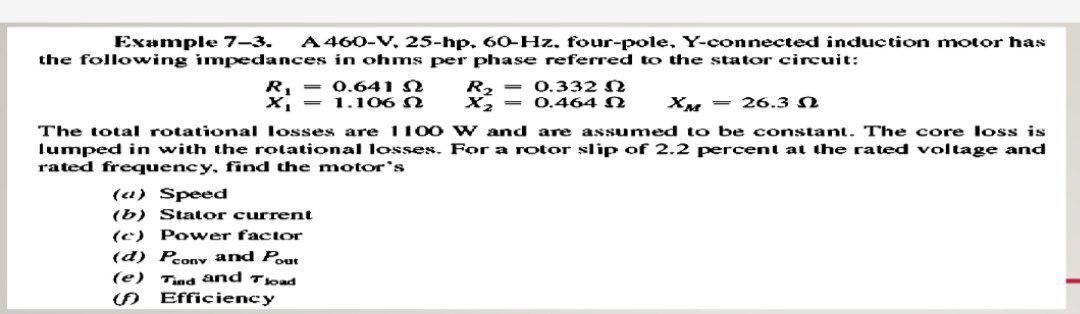 Solved Example 7-3. A 460-V. 25-hp. 60-Hz. four-pole, | Chegg.com