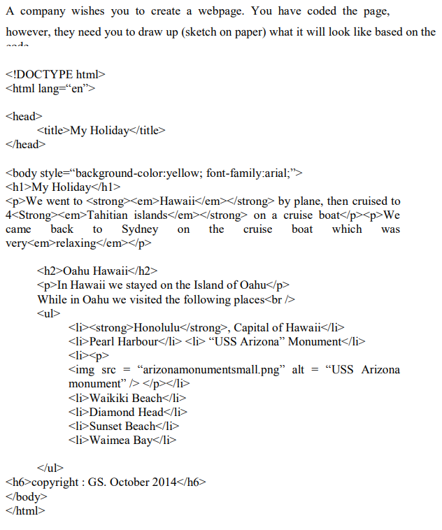 Solved sketch what the webpage would look like on paper or | Chegg.com