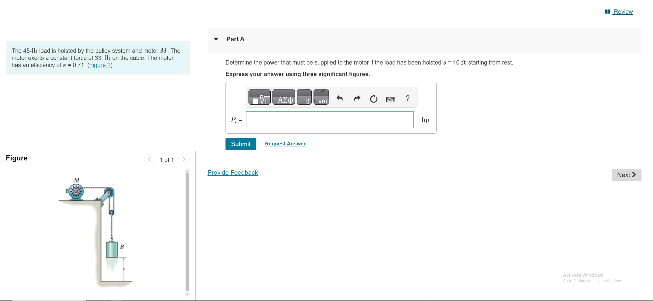 Solved The 45lblb load is hoisted by the pulley system and