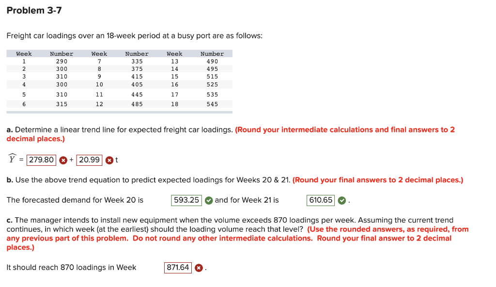 Solved Problem 37 Freight car loadings over an 18week