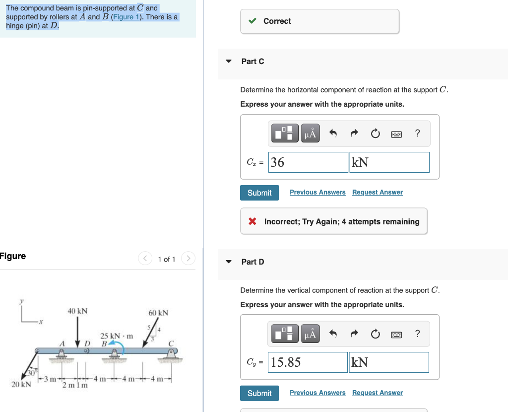 Solved The Compound Beam Is Pin-supported At C And Supported | Chegg.com