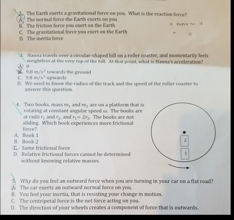 solved-2-the-earth-exerts-a-gravitational-force-on-you-chegg