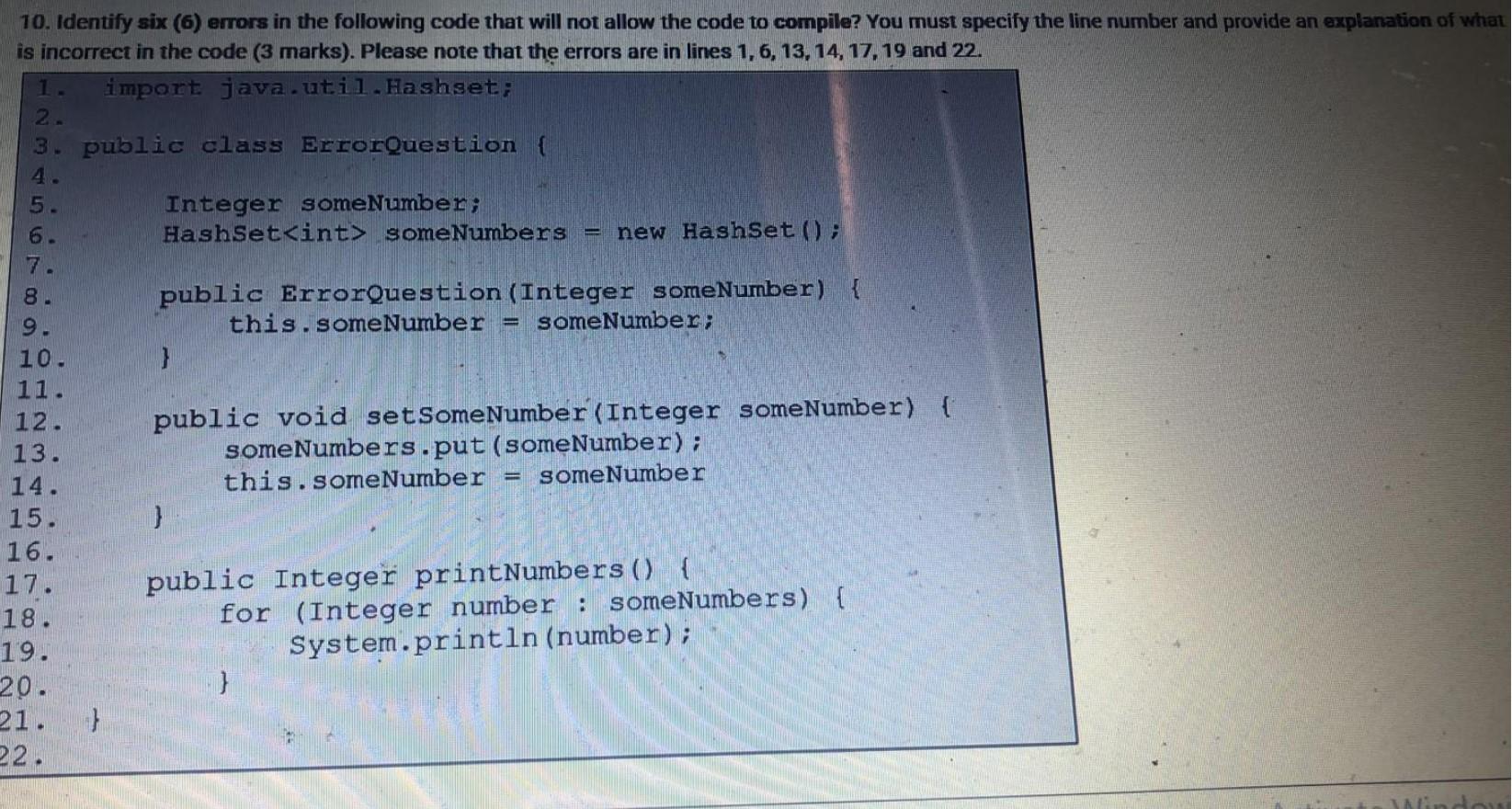 Solved 10. Identify six (6) errors in the following code | Chegg.com