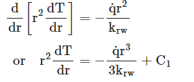 Solved drd[r2drdT] or r2drdT=−krwq˙r2=−3krwq˙r3+C1 | Chegg.com