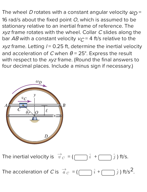 Solved The wheel D rotates with a constant angular velocity | Chegg.com