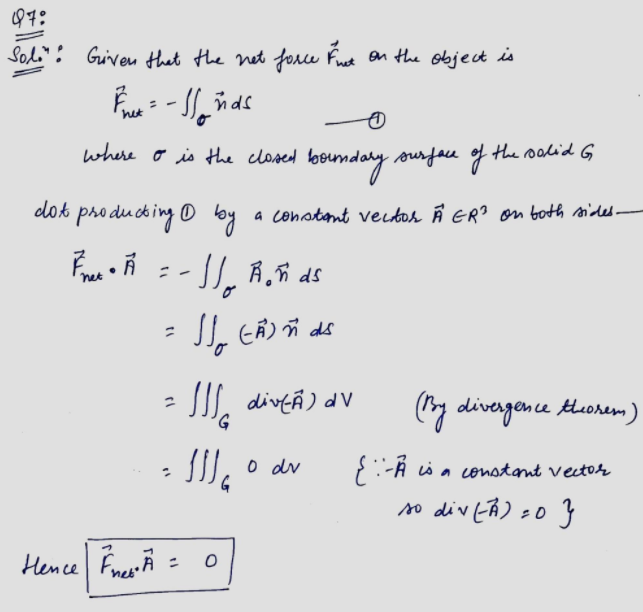 7 Consider A 3 Dimensional Object G Submerged In Chegg Com