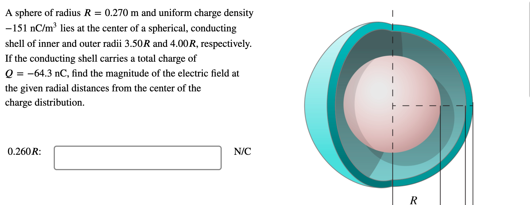 Solved A sphere of radius R = 0.270 m and uniform charge | Chegg.com