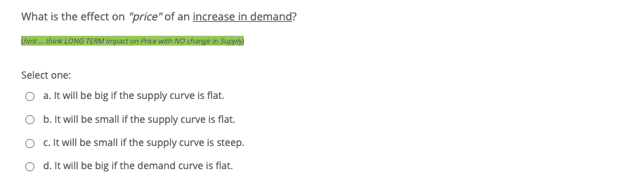 Solved What is the effect on "price" of an increase in | Chegg.com