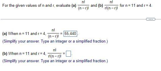 Solved For the given values of n and r, evaluate (a) | Chegg.com
