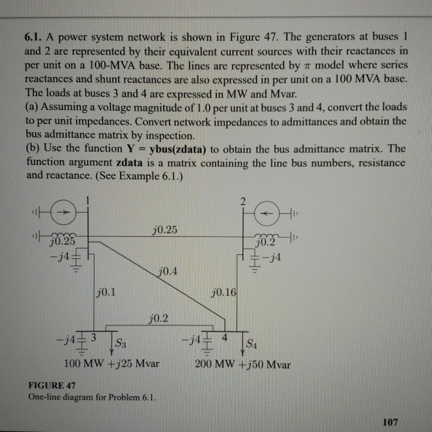 Solved 6.1. A power system network is shown in Figure 47. | Chegg.com