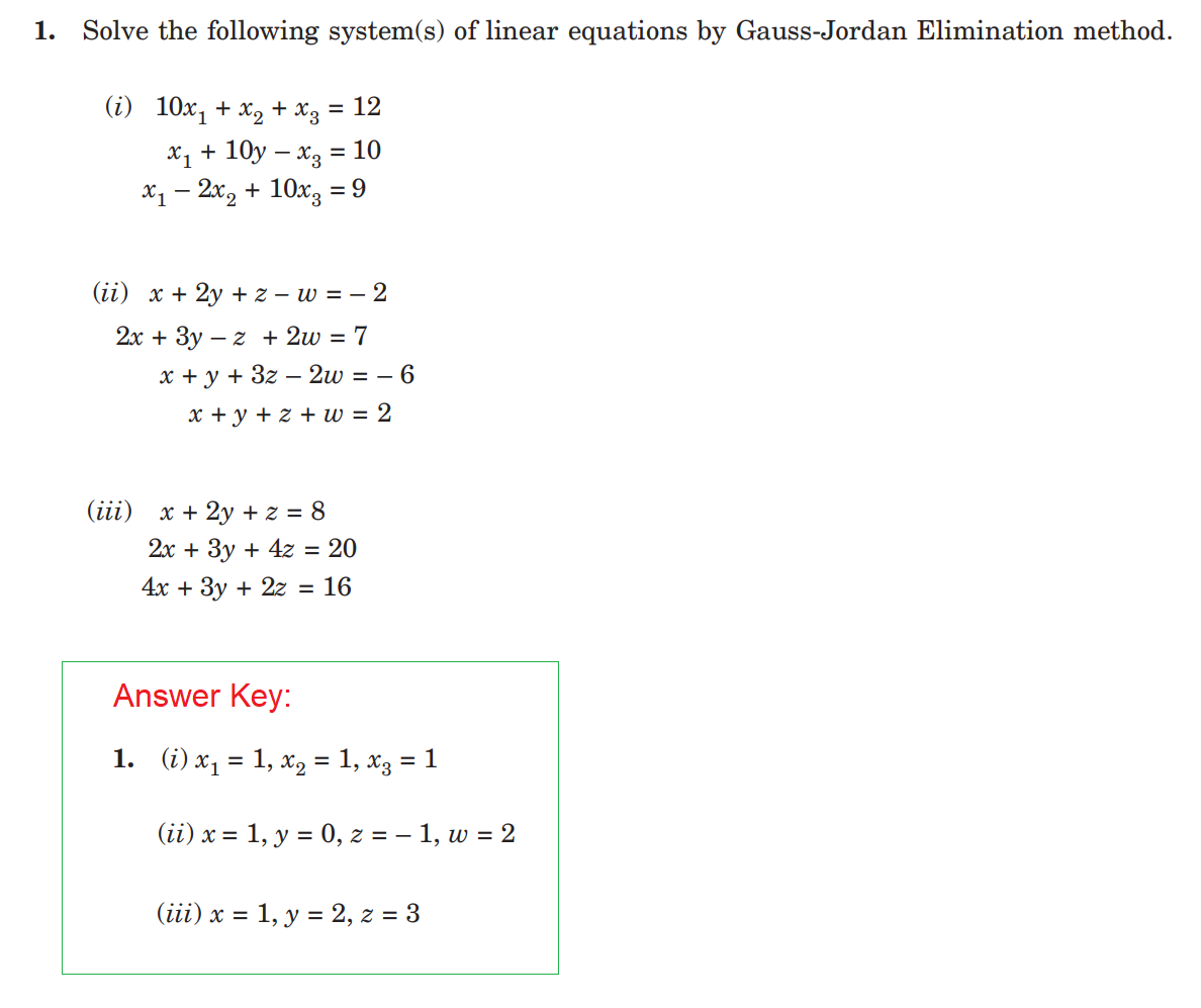 Solved Solve the following system(s) of linear equations by | Chegg.com