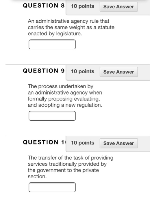 Solved QUESTION 8 10 points Save Answer An administrative | Chegg.com