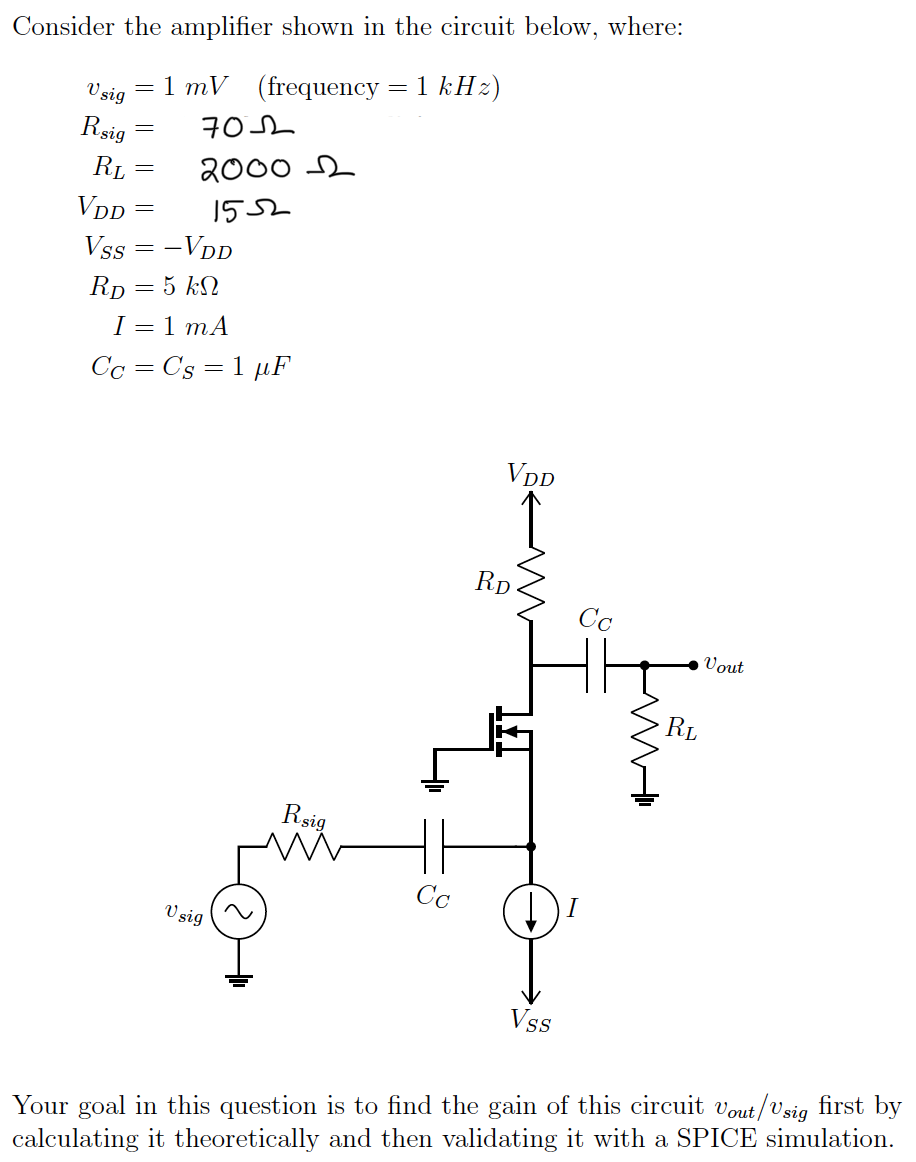 Solved Consider the amplifier shown in the circuit below, | Chegg.com
