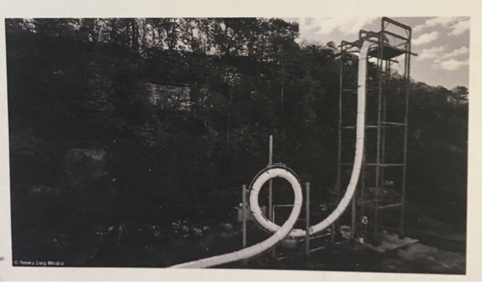 Solved The skycaliber water slide (shown) consists of a 30 m | Chegg.com