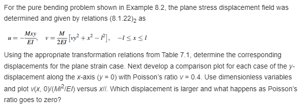 For the pure bending problem shown in Example 8.2, | Chegg.com