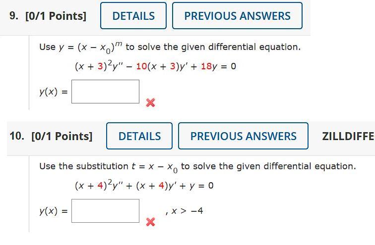 Solved Use y=(x−x0)m to solve the given differential | Chegg.com