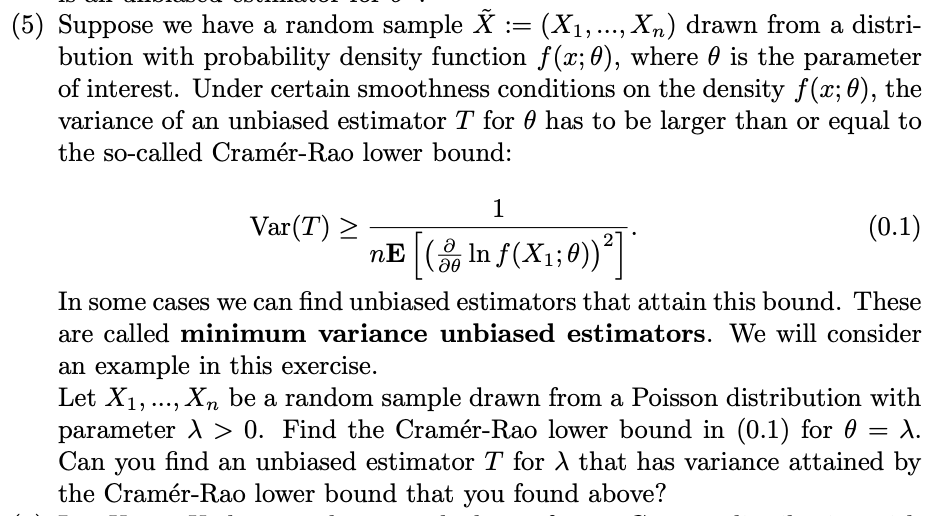 Solved 5 Suppose We Have A Random Sample N X1 Chegg Com