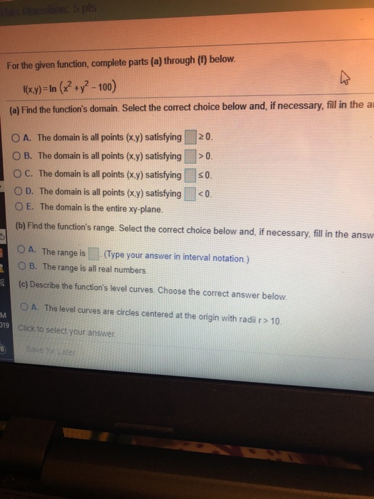 Solved For the given function, complete parts (a) through () | Chegg.com