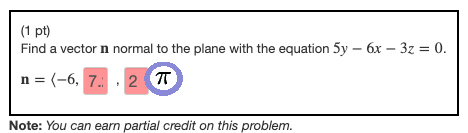 Solved (1 pt) Find a vector n normal to the plane with the | Chegg.com