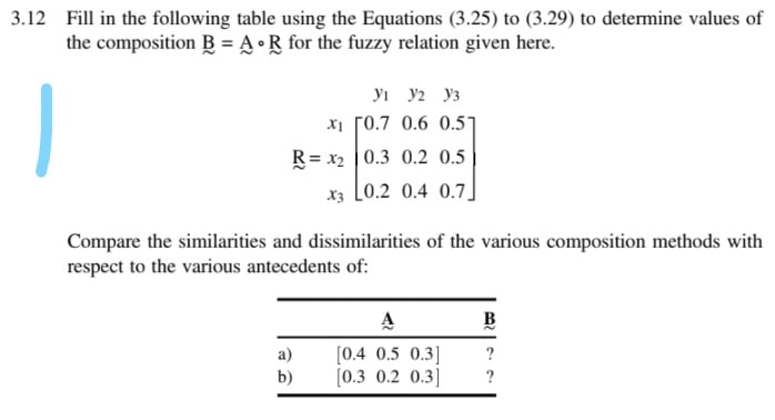Solved 3.12 Fill in the following table using the Equations | Chegg.com
