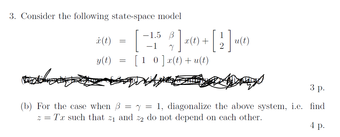 3 Consider The Following State Space Model I T Chegg Com
