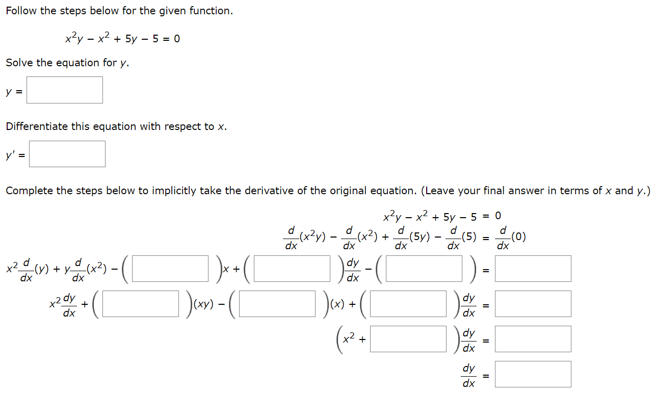 Solved Follow the steps below for the given function. | Chegg.com