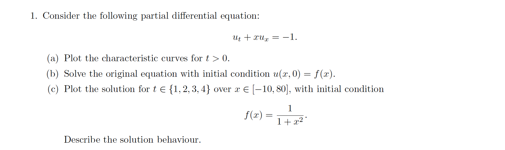 Solved 1. Consider the following partial differential | Chegg.com