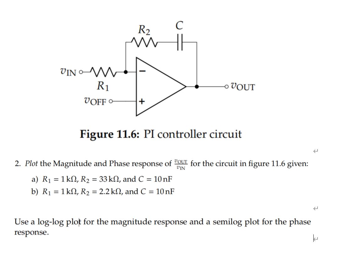 Solved Figure 11.6: PI controller circuit 2. Plot the | Chegg.com