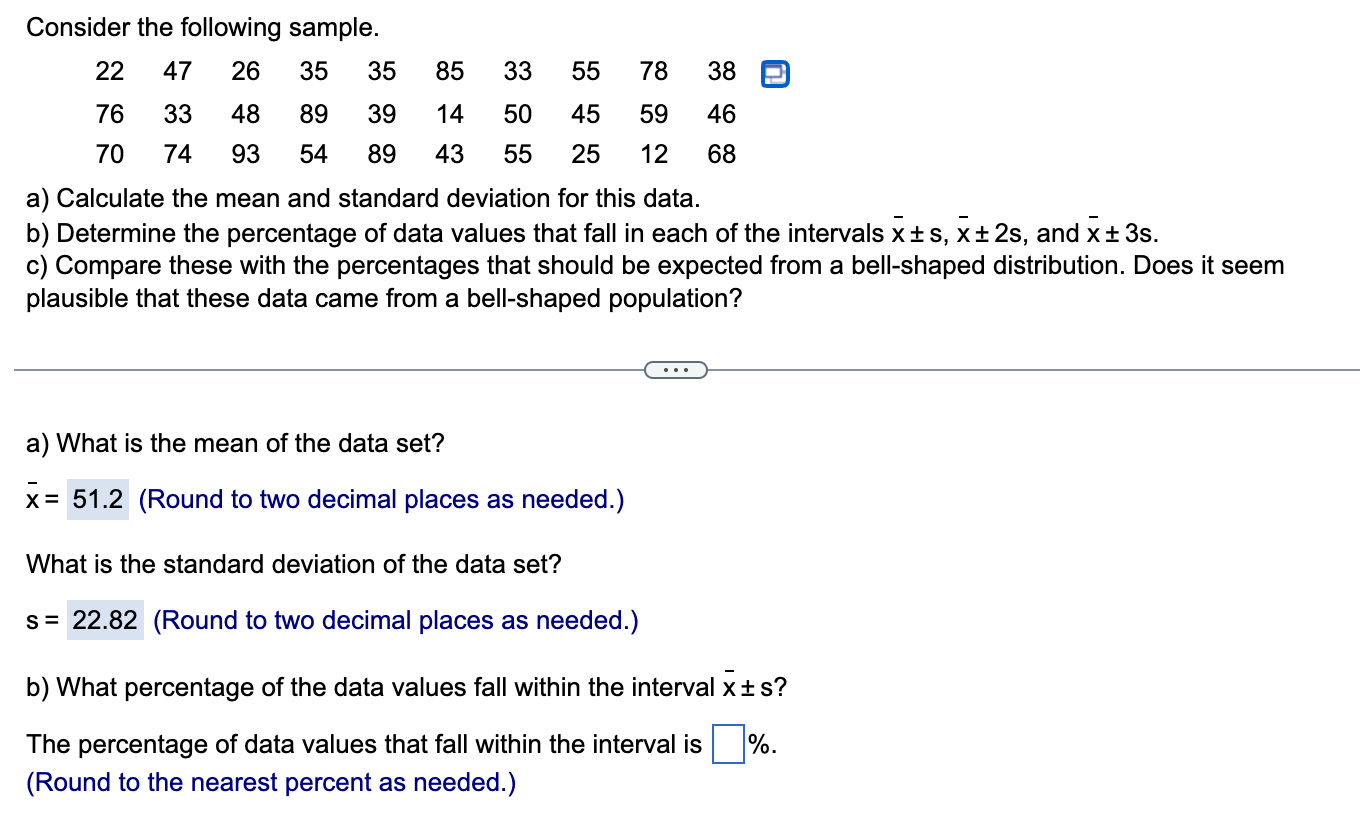 Solved Consider the following sample. a) Calculate the mean | Chegg.com