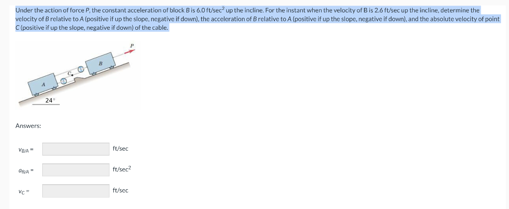 Solved Under the action of force P, the constant | Chegg.com