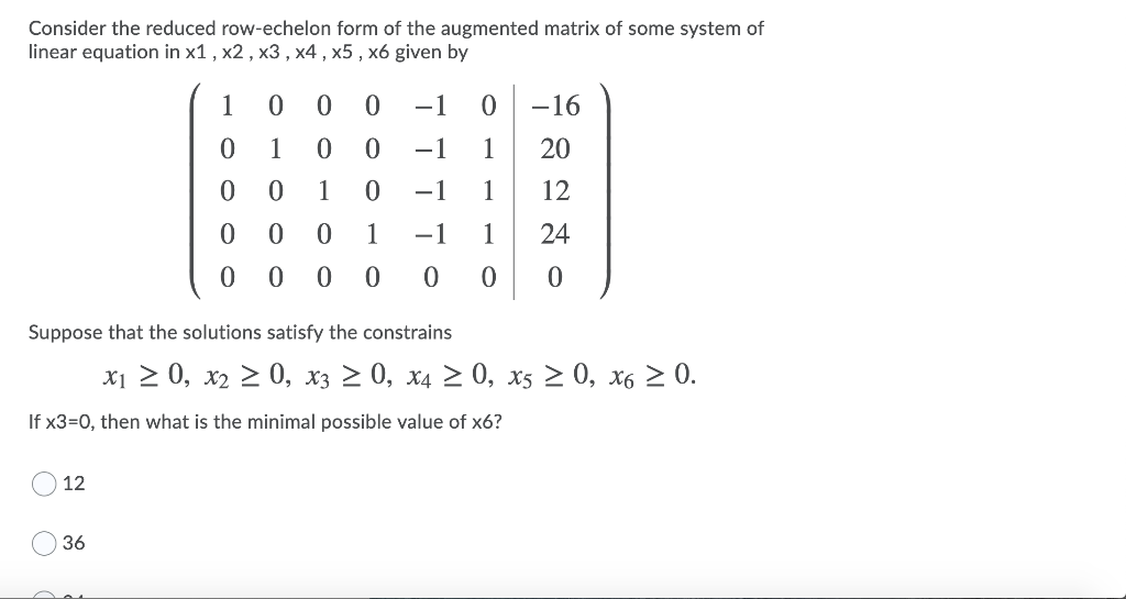 Solved Consider the reduced row echelon form of the Chegg