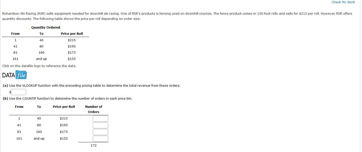 Solved quantity discounts. The following table shows the | Chegg.com