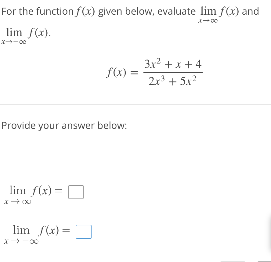 Solved For The Function F X Given Below Evaluate Lim F X