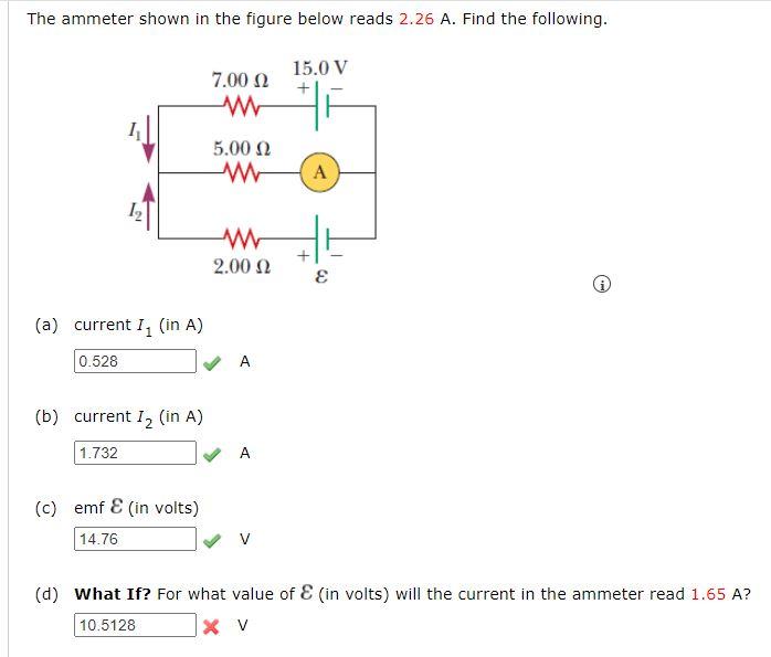 Solved The ammeter shown in the figure below reads 2.26 A.