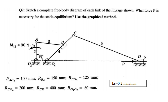 Solved Q2: Sketch a complete free-body diagram of each link | Chegg.com