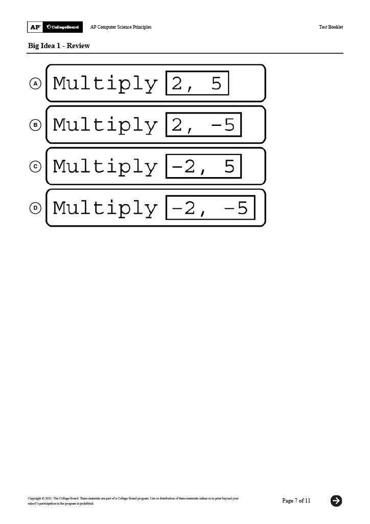 Solved ap college board ap computer science principles test chegg